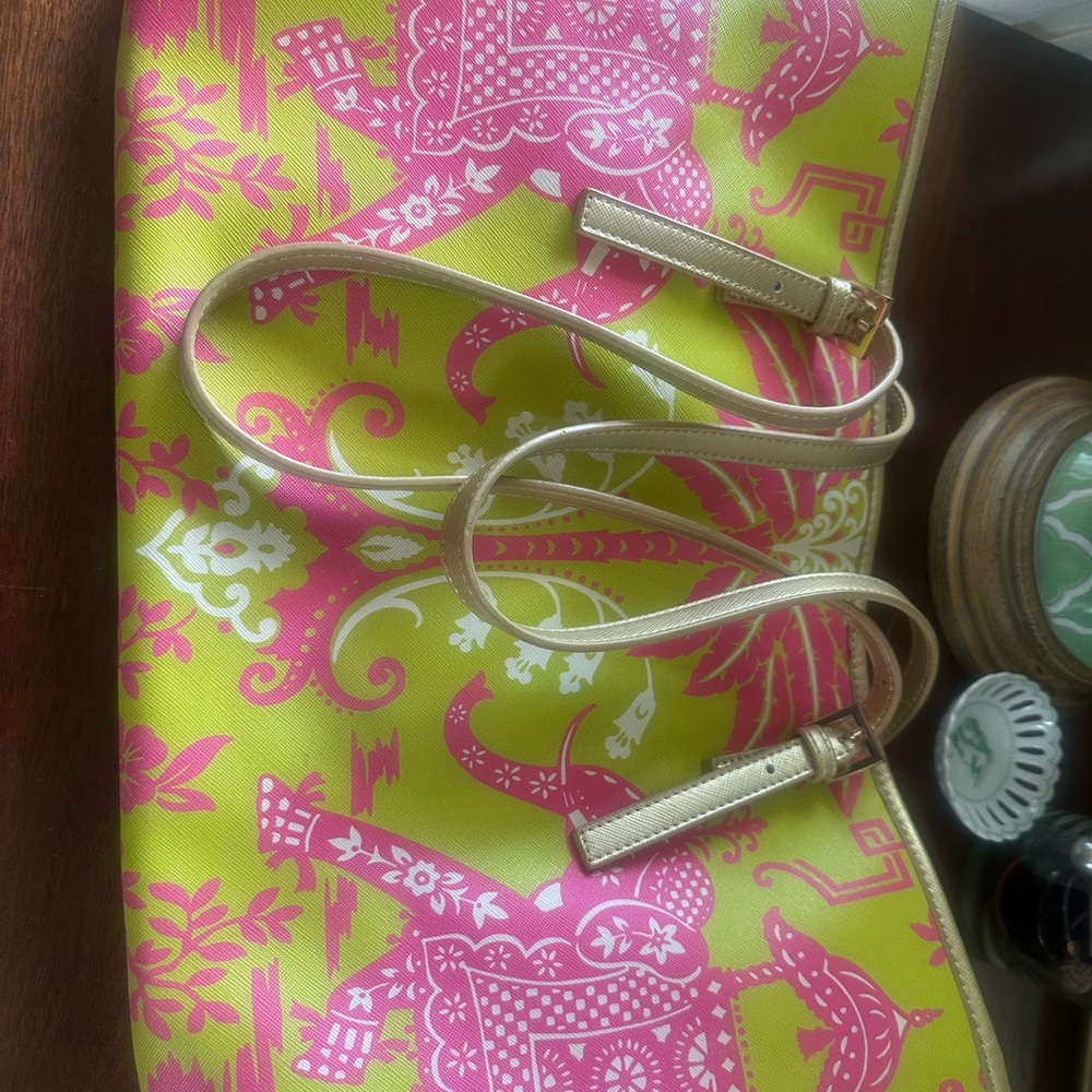 Spartina 449 Elephant Pink and Green Tote Bag - Picture 2 of 14